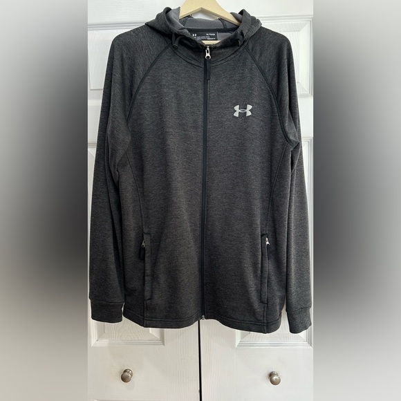 Under Armour Other - Under Armour Mens Lightweight Warmup Jacket Grey Size XL Full Zip Up Hood Pocket